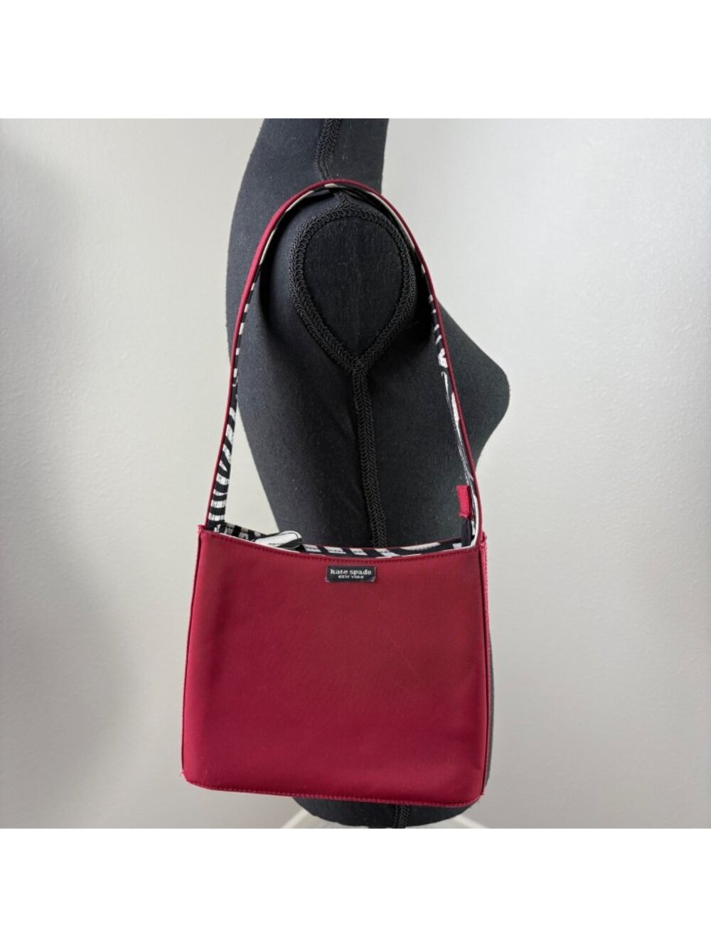 Kate Spade Handbag Zebra Print Accent Red Black Shoulder Bag Flaws Purse